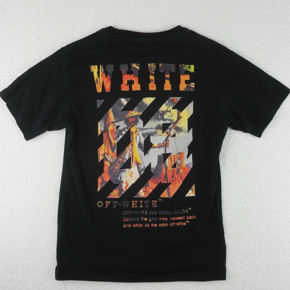 Off-White Virgil Abloh "Main‎ Label" T Shirt Mens Medium Black